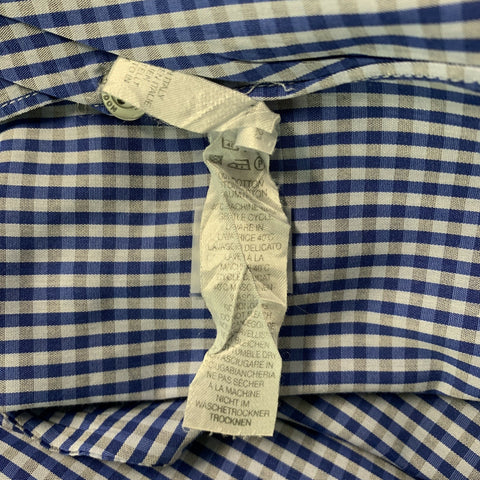 PAUL SMITH Size XL Blue & White Gingham Cotton Slim Fit Long Sleeve Shirt