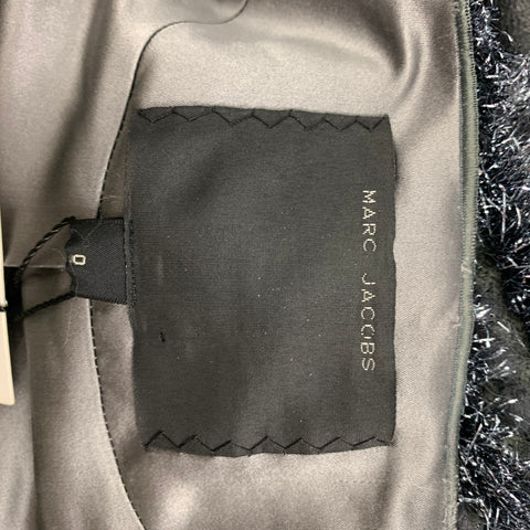 MARC JACOBS Talla 0 Chaqueta corta de mezcla de lana metalizada plateada y gris