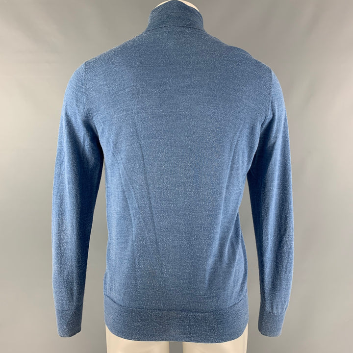 DRIES VAN NOTEN Size M Blue Solid Alpaca & Silk Turtleneck Pullover