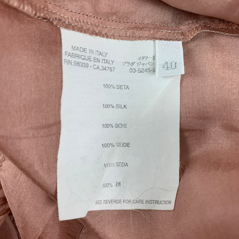MIU MIU Taille 4 Blouse à manches courtes à volants en soie rose