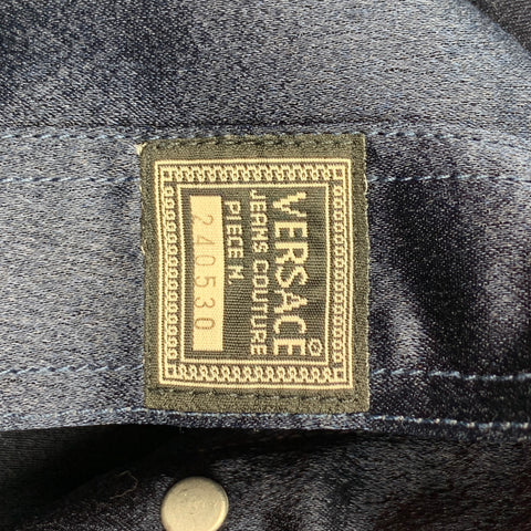 Vintage VERSACE JEANS COUTURE Size M Navy Polyester Long Sleeve Shirt
