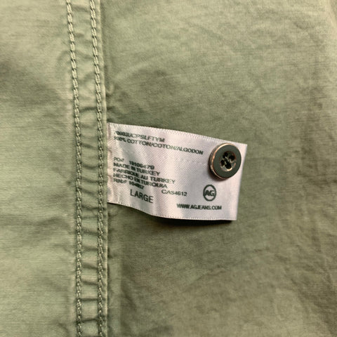 ADRIANO GOLDSCHMIED Size L Olive Cotton Elbow Patches Long Sleeve Shirt