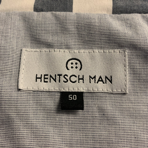 HENTSCH MAN Chest Size 40 Blue & White Vertical Stripe Cotton Blend Double Buttoned Sport Coat