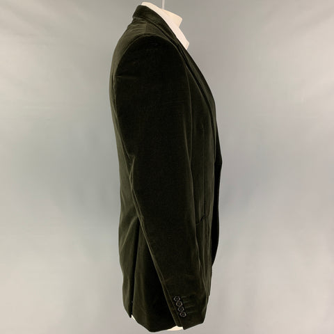 JOHN VARVATOS Size 44 Olive Cotton Velvet Notch Lapel Sport Coat