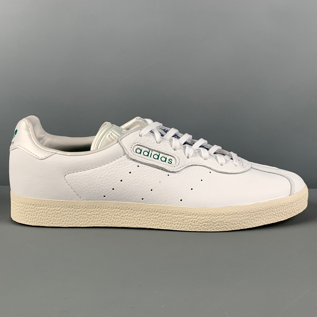 ADIDAS GAZELLE SUPER ALLTIMERS Size 10.5 White Solid Leather Lace Up Sneakers