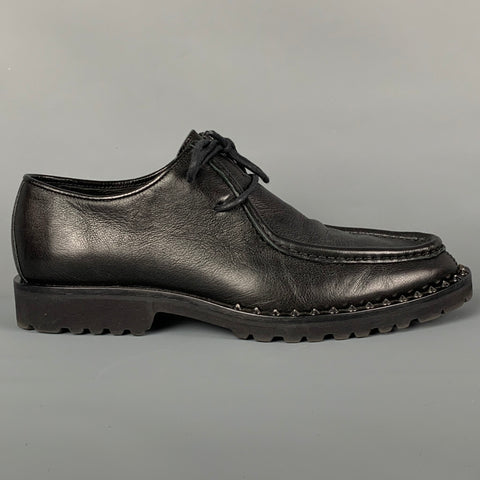 DSQUARED2 Worlds End Size 9 Black Leather Studded Lace Up Shoes