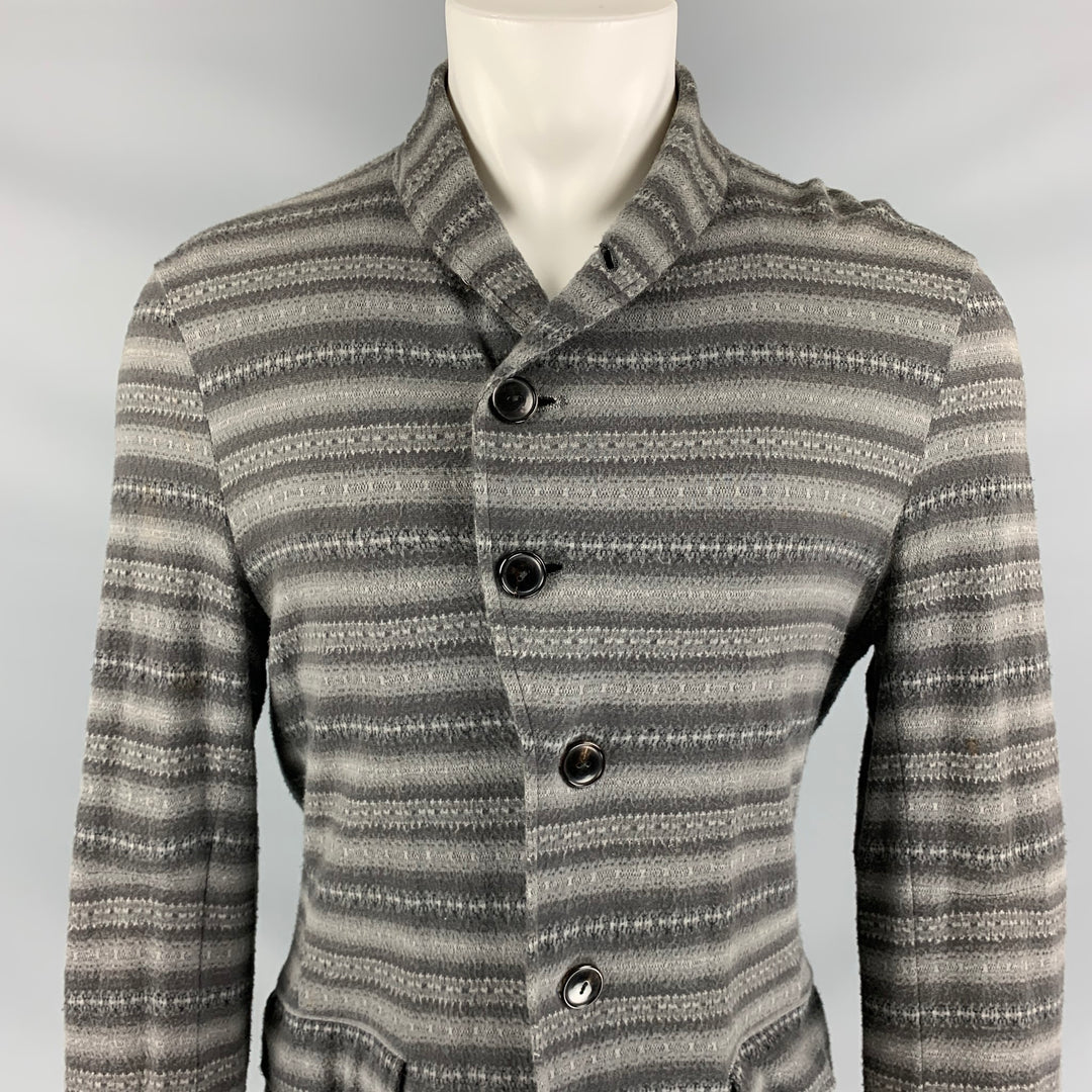 NUMBER (N)INE Size L Gray Stripe Cotton / Cashmere Buttoned Tails Coat