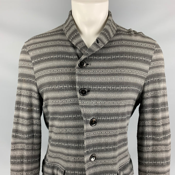 NUMBER (N)INE Size L Gray Stripe Cotton / Cashmere Buttoned Tails Coat