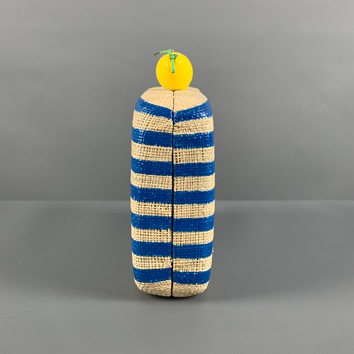 KAYU Blue Natural Stripe Straw Clutch Handbag