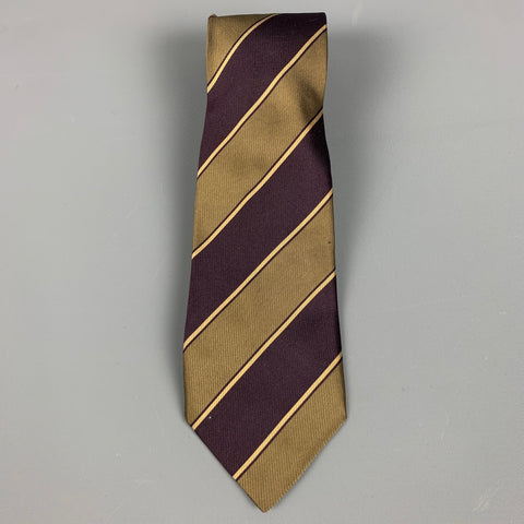 VINTAGE Purple Taupe Diagonal Stripe Tie