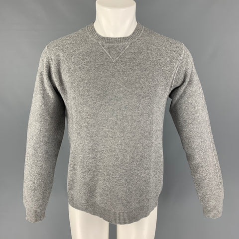 THEORY Size M Grey Knitted Cashmere Crew-Neck Sweater