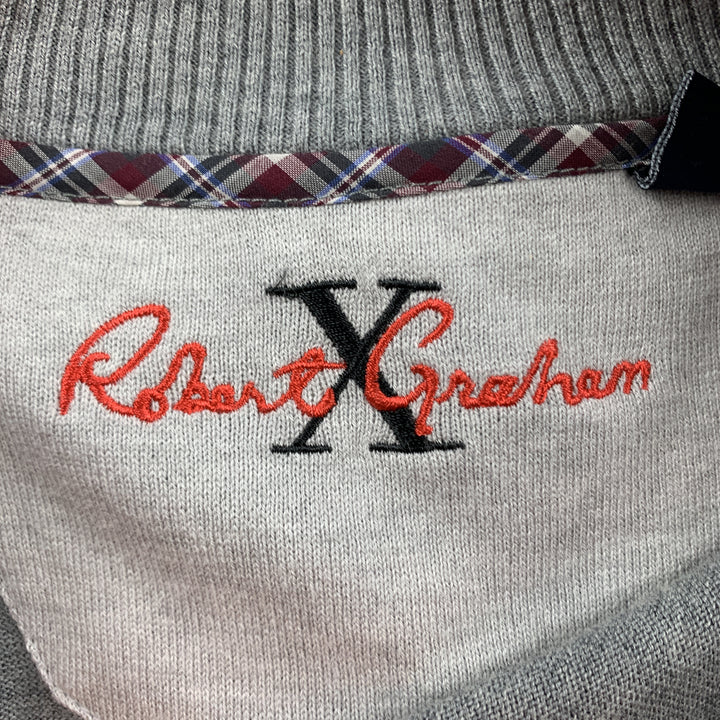 ROBERT GRAHAM Size L Gray Cotton / Cashmere Half Zip Pullover
