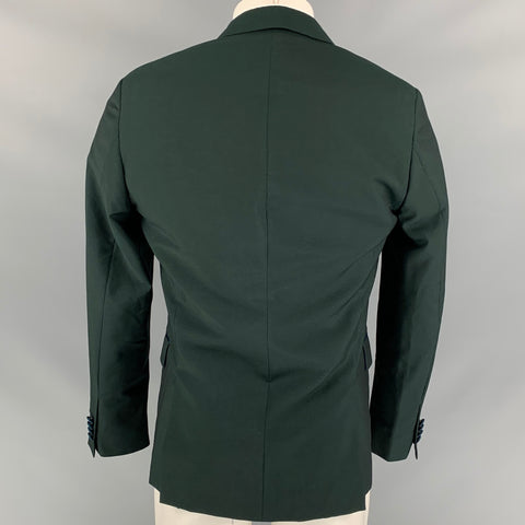 PAUL SMITH Soho Fit Size 38 Regular Forest Green & Teal Wool / Mohair Peak Lapel Sport Coat