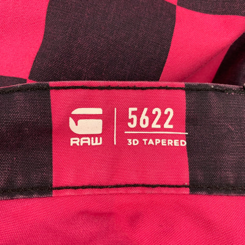 G-STAR Size 32 Pink & Black Checkered Cotton Button Fly 3D Tapered Casual Pants