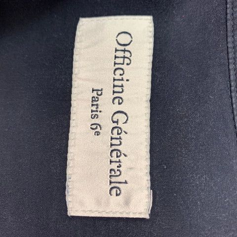 OFFICINE GENERALE Size M Navy Cotton Blend Camp Short Sleeve Shirt