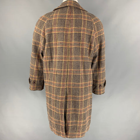 MARC JACOBS Size 38 Tan Plaid Wool Buttoned Coat