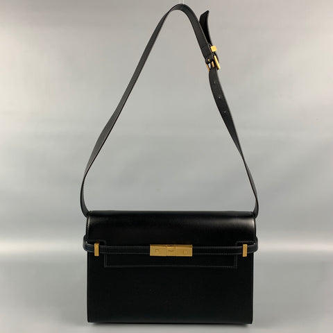 SAINT LAURENT Black Leather Shoulder Box Manhattan Handbag