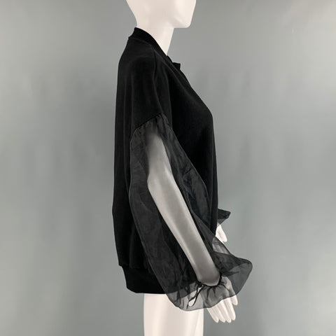 CINQ a' SEPT Size M Black Cotton Mixed Fabrics Crew-Neck Pullover