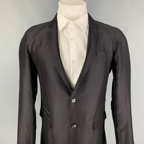 GIVENCHY Talla 36 Abrigo deportivo con solapa de muesca de seda y algodón negro
