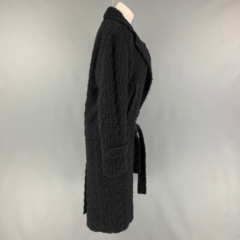 CoSTUME NATIONAL Manteau à revers cranté texturé en laine noire et polyamide taille 2
