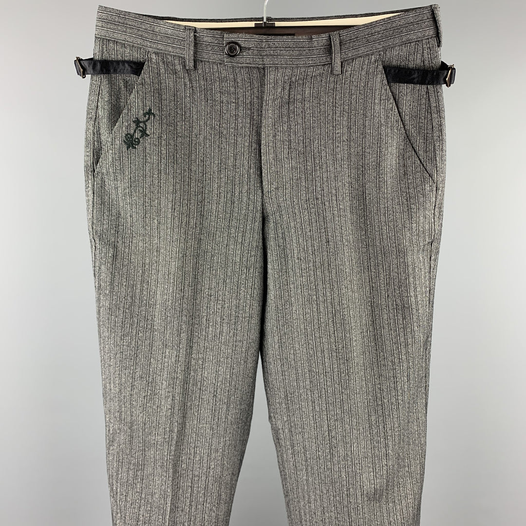 PAUL SMITH Size 30 Dark Gray Stripe Wool Zip Fly Dress Pants