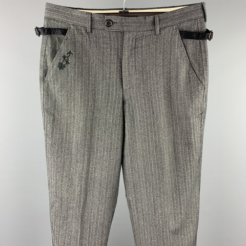 PAUL SMITH Size 30 Dark Gray Stripe Wool Zip Fly Dress Pants