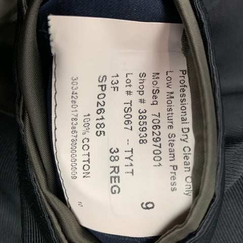 TODD SNYDER Size 38 Regular Navy & Black Cotton Peak Lapel Sport Coat