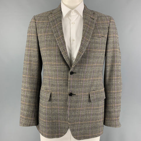 ETRO Size 42 Navy Cream Glenplaid Wool Sport Coat