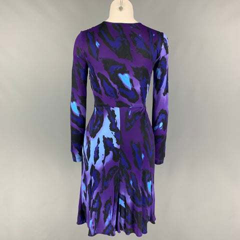 VERSACE COLLECTION Size S Purple Blue Marbled Draped Dress