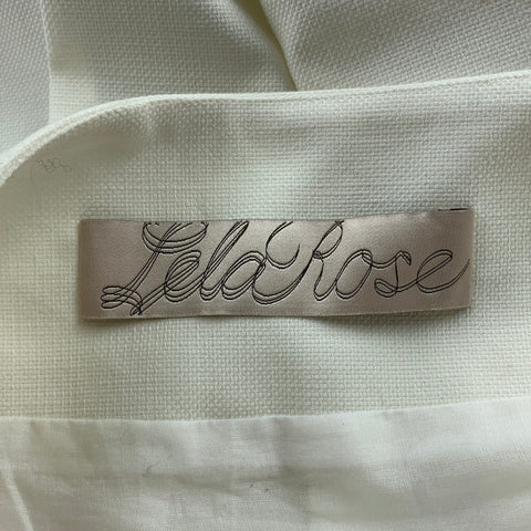 LELA ROSE Size 8 Cream Embroidered Cotton Blend Pleated Skirt