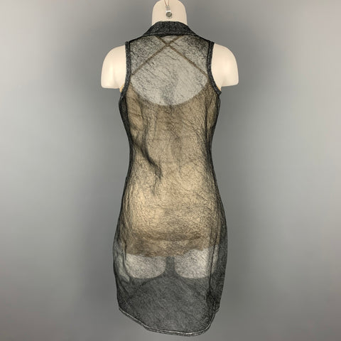 CALVIN KLEIN COLLECTION Size 4 Grey Textured Silk Sleeveless Shift Dress