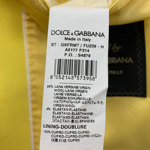 DOLCE & GABBANA Size 48 Yellow Wool Peak Lapel Suit