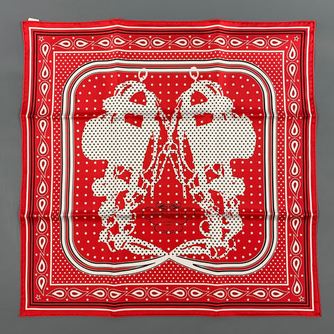 HERMES Brides de Gala Red Black White Silk Bandana Scarf