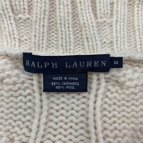 RALPH LAUREN Blue Label Size M Cream Knitted Cashmere / Wool Cardigan