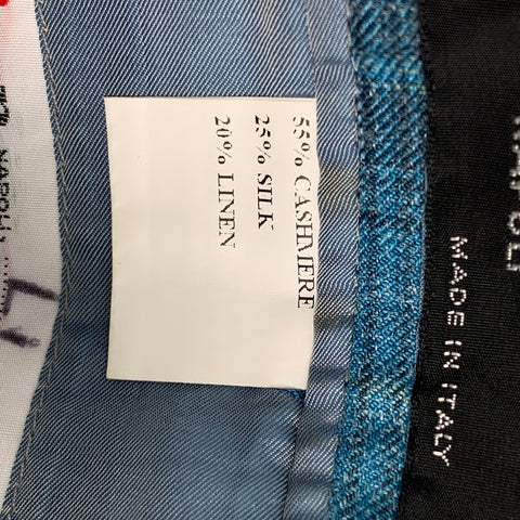 KITON Size 44 Aqua Grey Plaid Cashmere Blend Notch Lapel Sport Coat