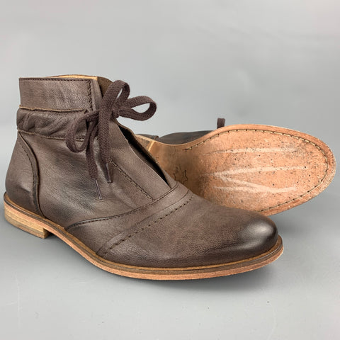 ACOTE Talla 6 Botines con cordones de cuero marrón