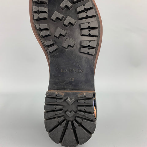 LANVIN Size 11 Brown Suede Lug Sole Lace Up Shoes