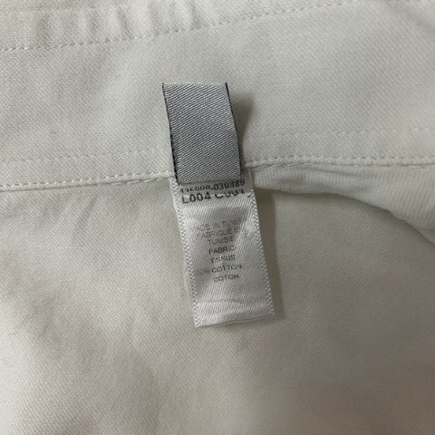 ARMANI COLLEZIONI Size XXL Solid White Grey Cotton Button Up Long Sleeve Shirt