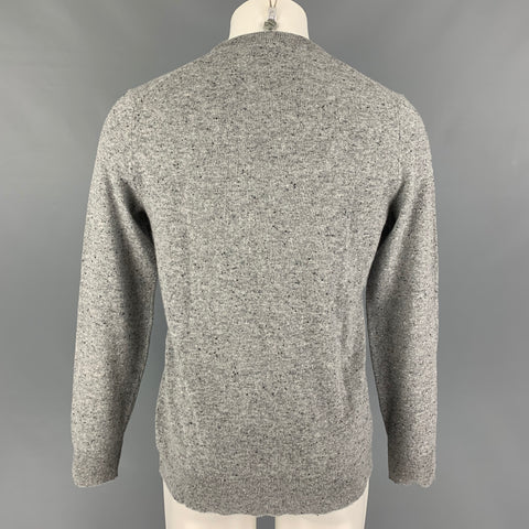 THEORY Size M Grey Black Knitted Cashmere Crew-Neck Pullover