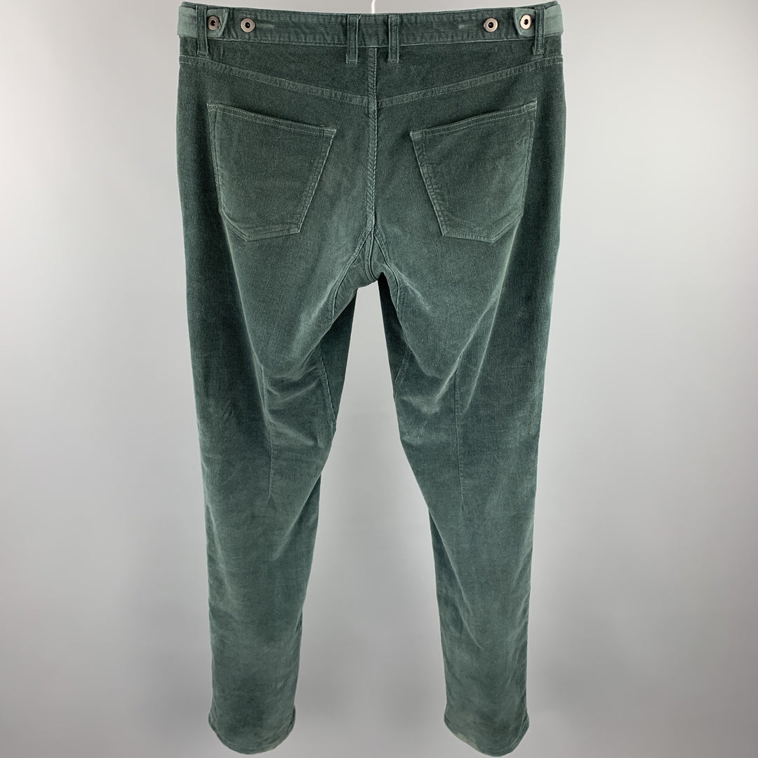 NICE COLLECTIVE Size 34 Forest Green Corduroy Button Fly Casual Pants