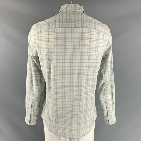 JOHN VARVATOS Size L Grey Plaid Cotton Button Down Long Sleeve Shirt