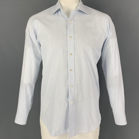 HAMILTON Size L White Blue Stripe Long Sleeve Shirt