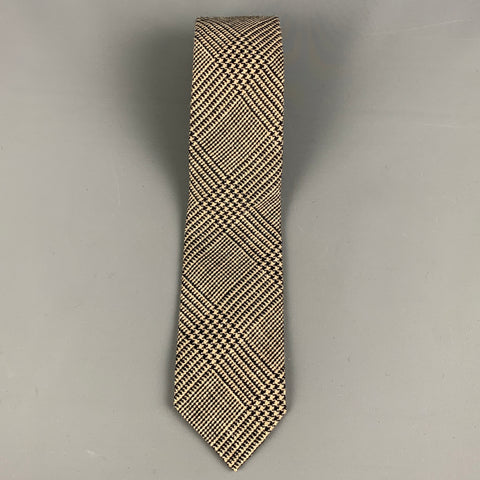 RALPH LAUREN Navy Beige Glenplaid Wool Tie