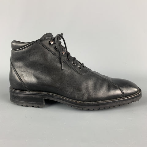GRAVATI by ARTHUR BEREN Size 8.5 Black Leather Lace Up Rubber Sole Ankle Boots