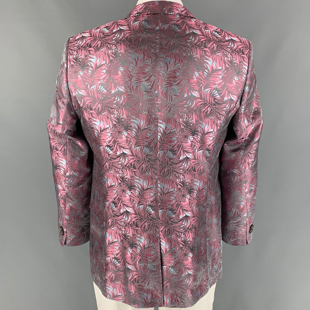 TED BAKER Size 42 Pink Steel Blue Jacquard Polyester Sport Coat