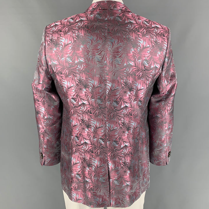 TED BAKER Size 42 Pink Steel Blue Jacquard Polyester Sport Coat