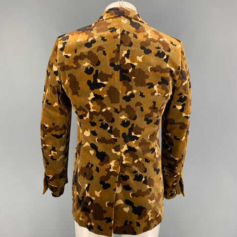 TOM FORD Talla 38 Regular Marrón Bronceado Camuflaje Algodón Terciopelo Abrigo deportivo