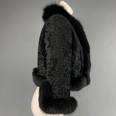 TRILOGY Size M Black Persian Lamb Cropped Jacket