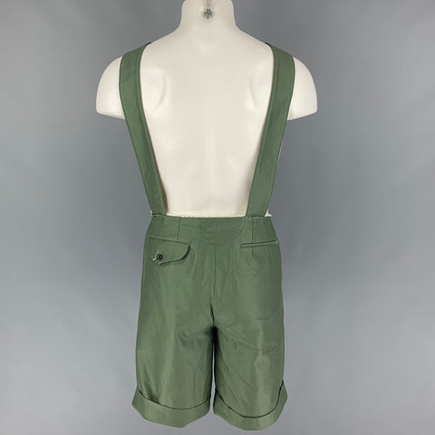 COMME des GARCONS HOMME PLUS Size S Green Cotton Adjustable Suspsenders Overalls