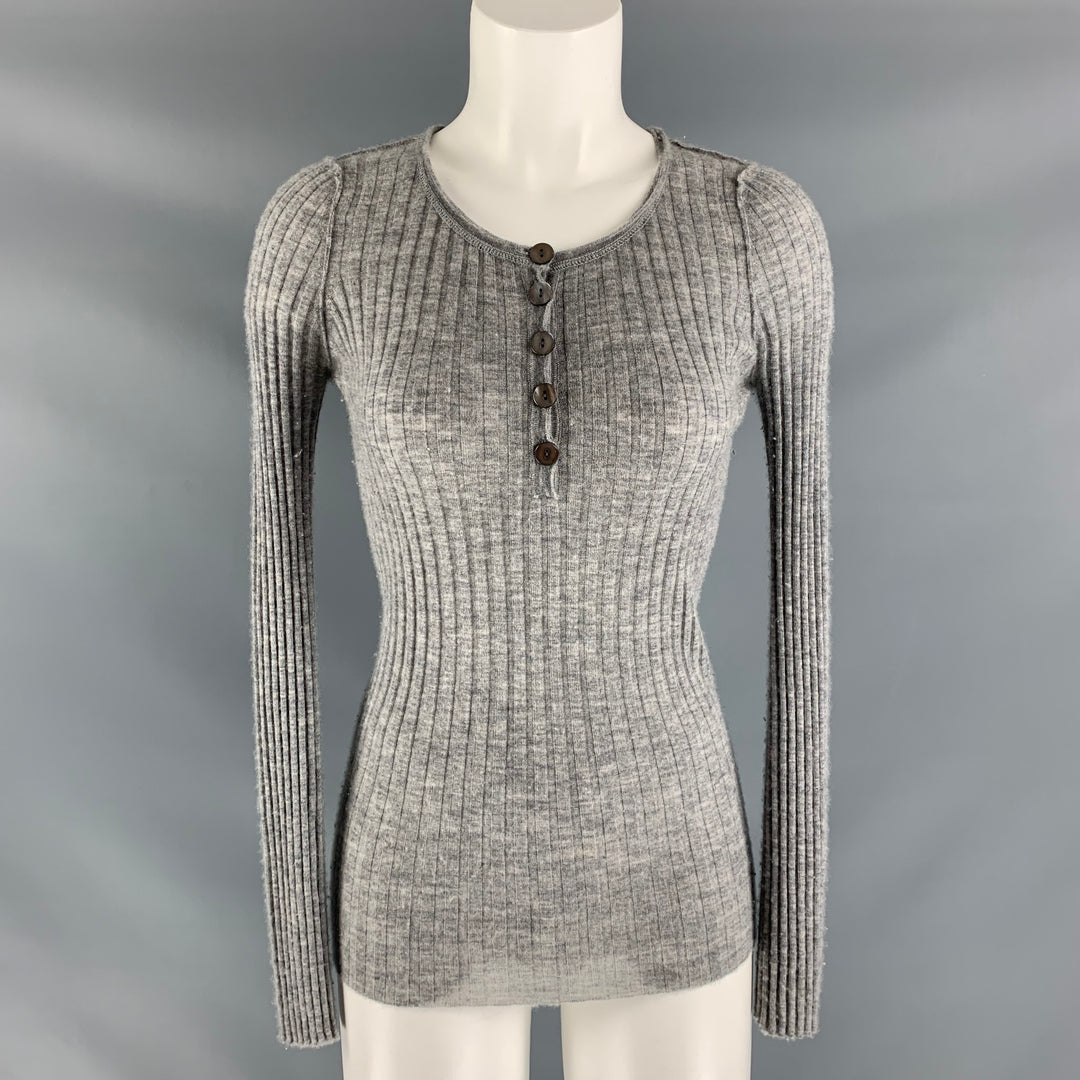 MICHAEL STARS Size One Size Grey Cashmere Ribbed Casual Top